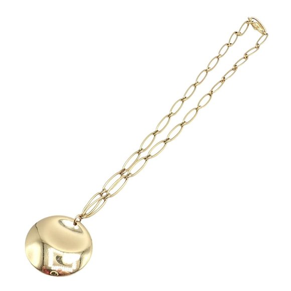 Authentic! Tiffany & Co Peretti 18k Yellow Gold 30mm Disc Pendant Necklace - Picture 10 of 12